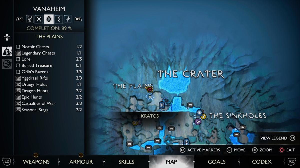 The Odin's Raven hiding down a hole in The Plains in Vanaheim, God of War Ragnarok.